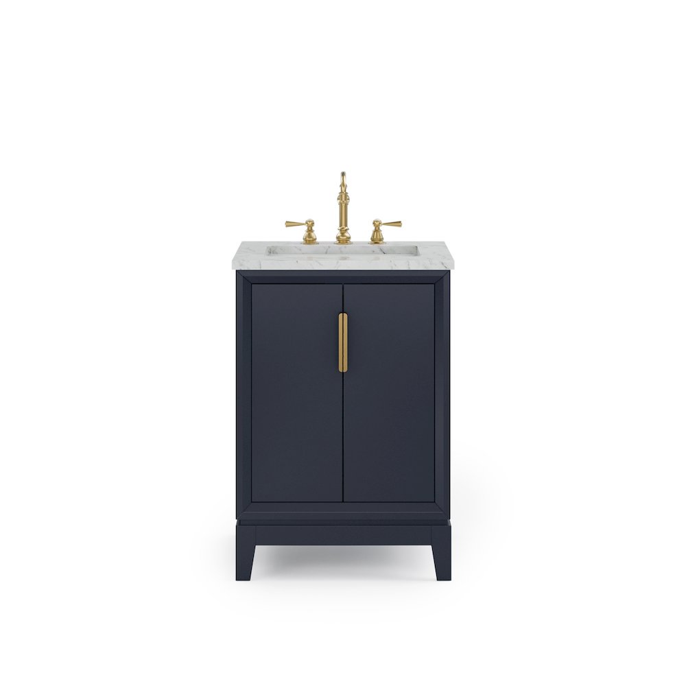 24 In. Single Sink Carrara White Marble Countertop Bath Vanity In Monarch Blue. Picture 5