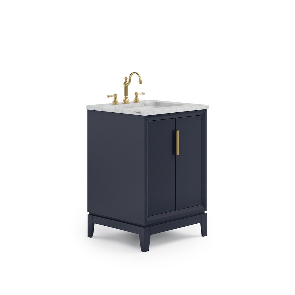 24 In. Single Sink Carrara White Marble Countertop Bath Vanity In Monarch Blue. Picture 1