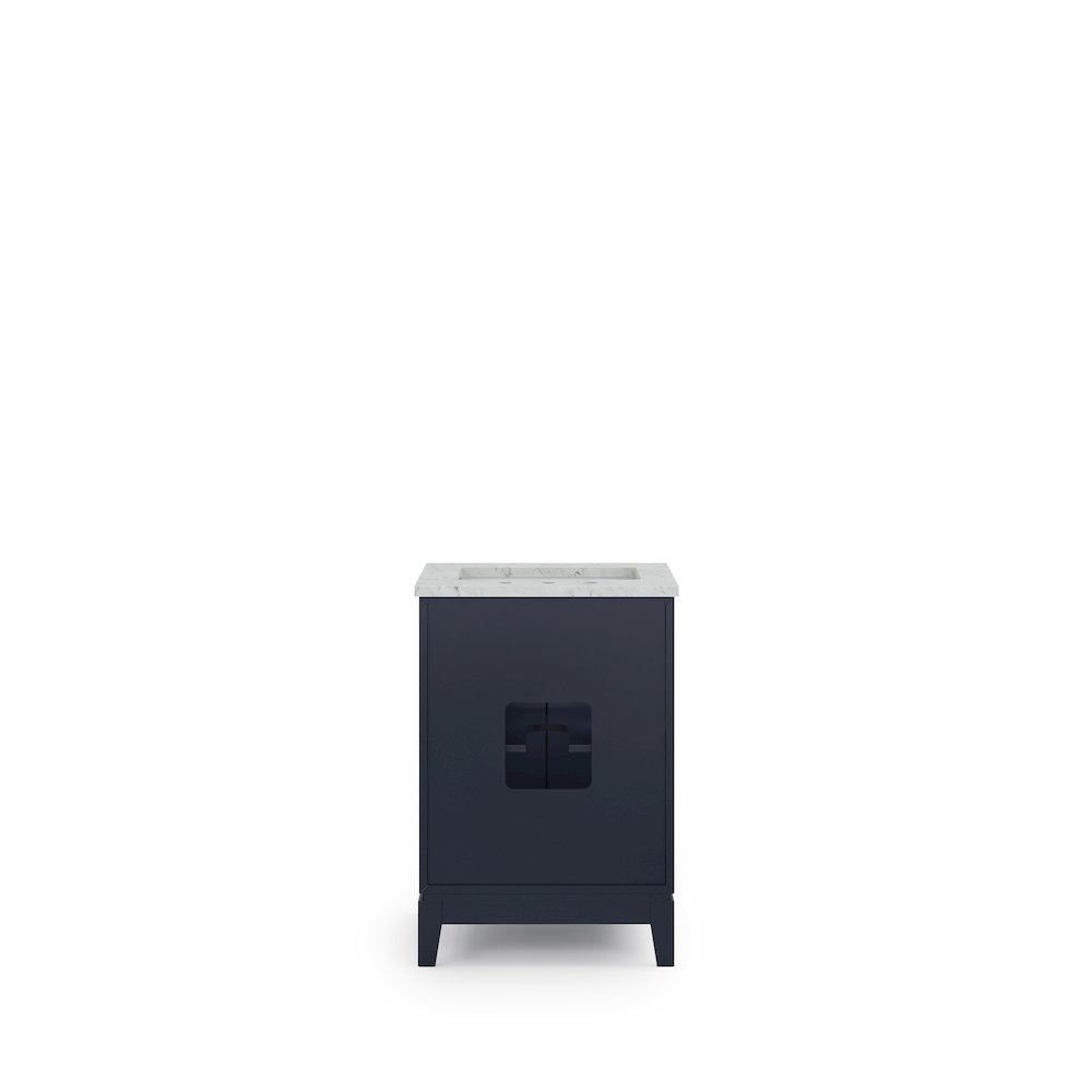 24 In. Single Sink Carrara White Marble Countertop Bath Vanity In Monarch Blue. Picture 1