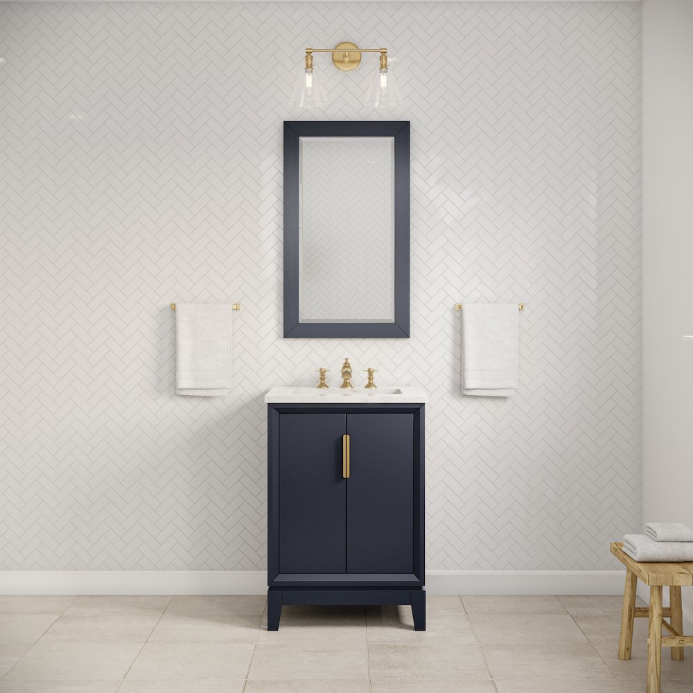 24 In. Single Sink Carrara White Marble Countertop Bath Vanity In Monarch Blue. Picture 2