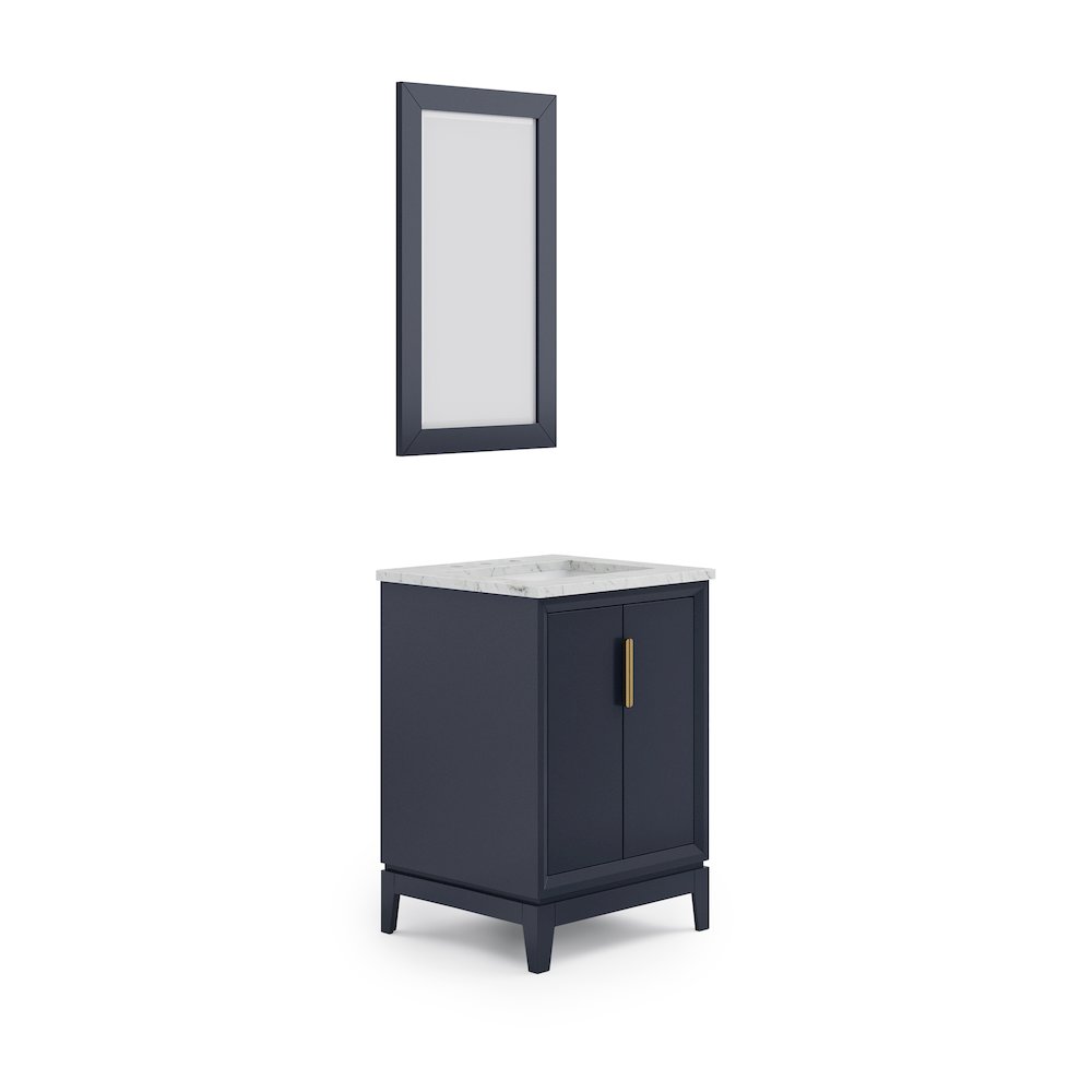 24 In. Single Sink Carrara White Marble Countertop Bath Vanity In Monarch Blue. Picture 5