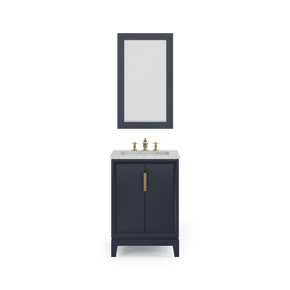 24 In. Single Sink Carrara White Marble Countertop Bath Vanity In Monarch Blue. Picture 5