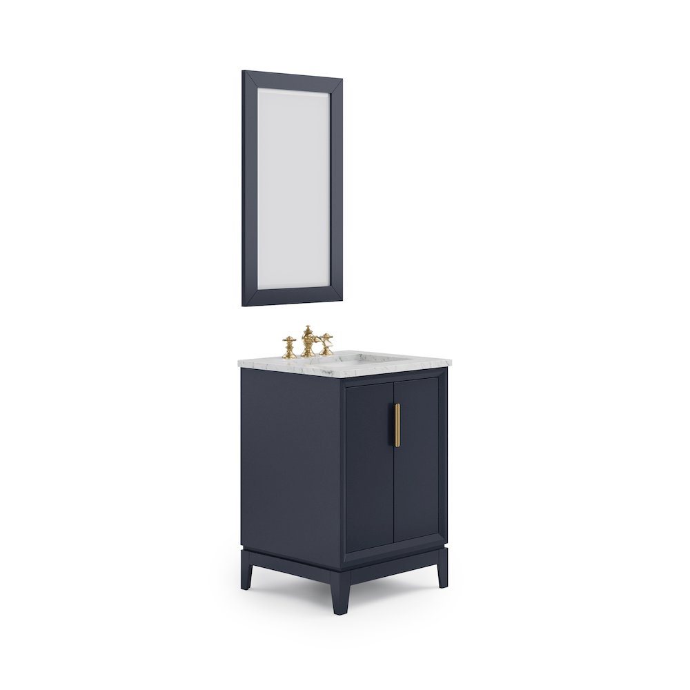 24 In. Single Sink Carrara White Marble Countertop Bath Vanity In Monarch Blue. Picture 1