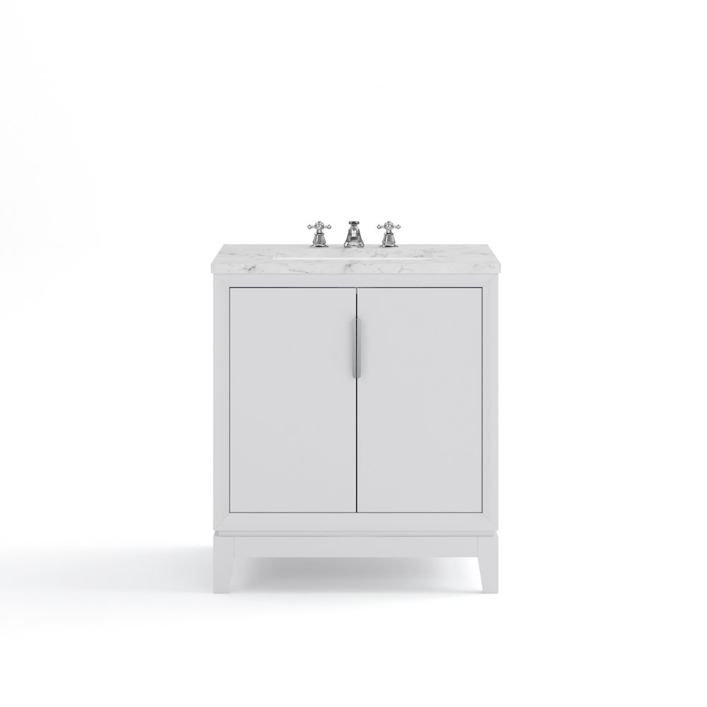 30 In. Single Sink Carrara White Marble Countertop Bath Vanity In Pure White. Picture 5