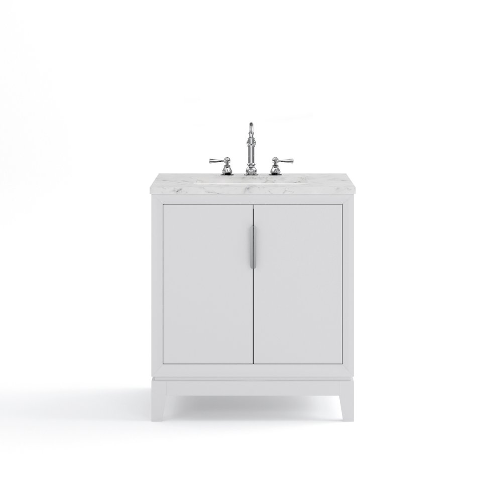 30 In. Single Sink Carrara White Marble Countertop Bath Vanity In Pure White. Picture 5