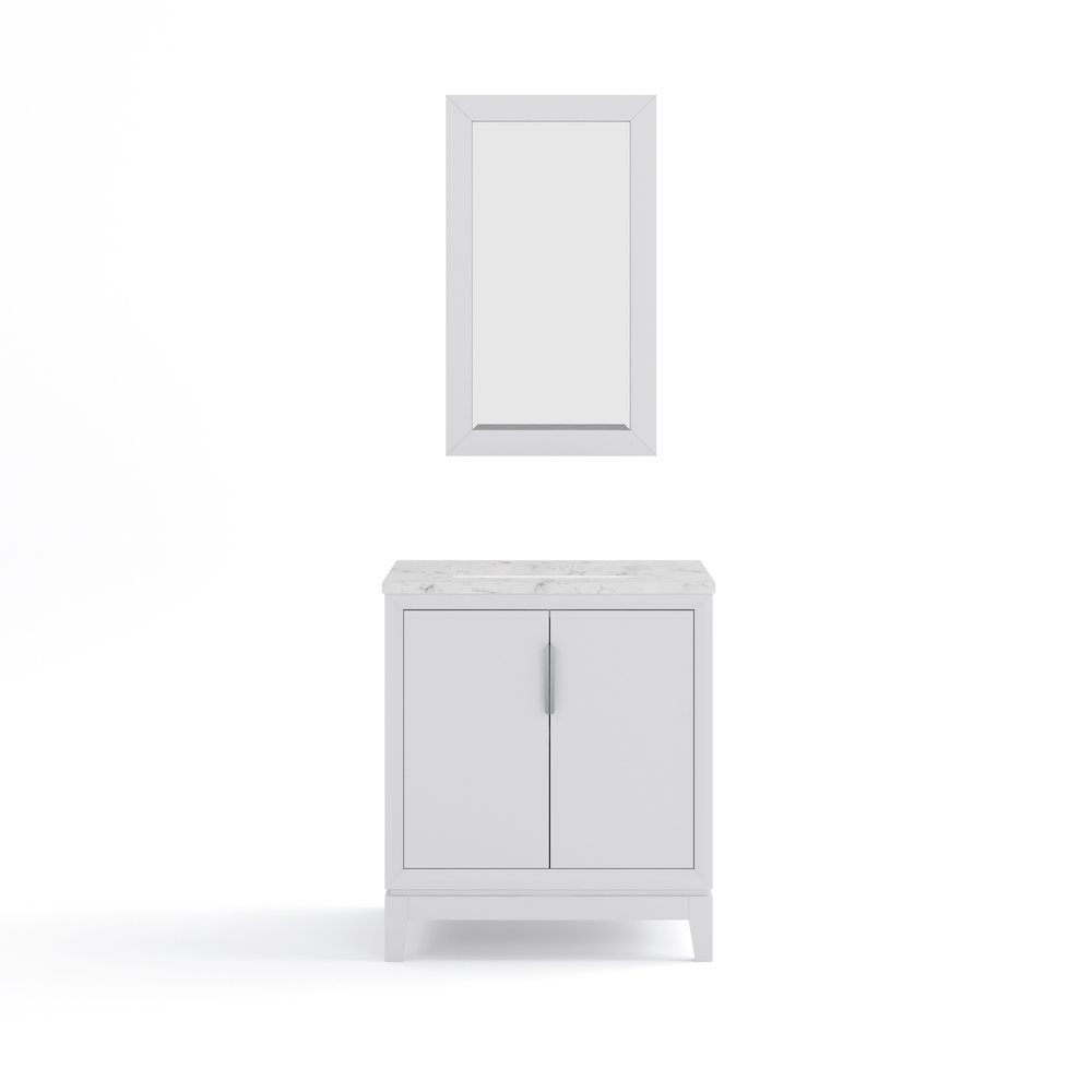 30 In. Single Sink Carrara White Marble Countertop Bath Vanity In Pure White. Picture 5