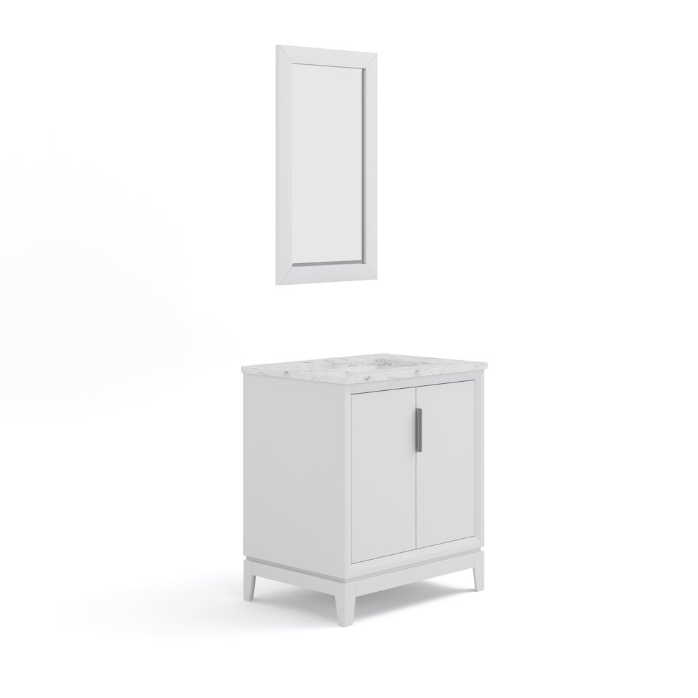 30 In. Single Sink Carrara White Marble Countertop Bath Vanity In Pure White. Picture 1