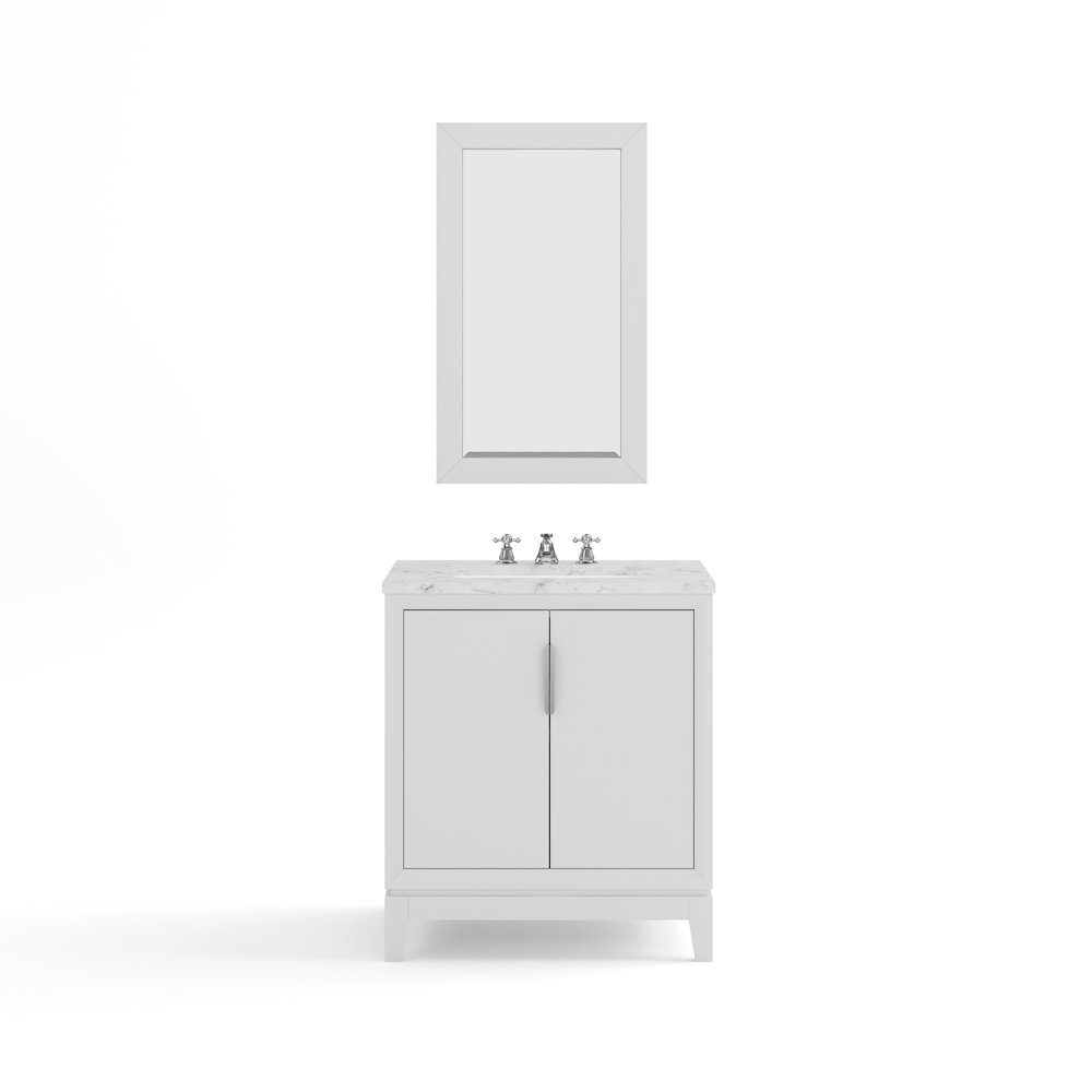 30 In. Single Sink Carrara White Marble Countertop Bath Vanity In Pure White. Picture 5
