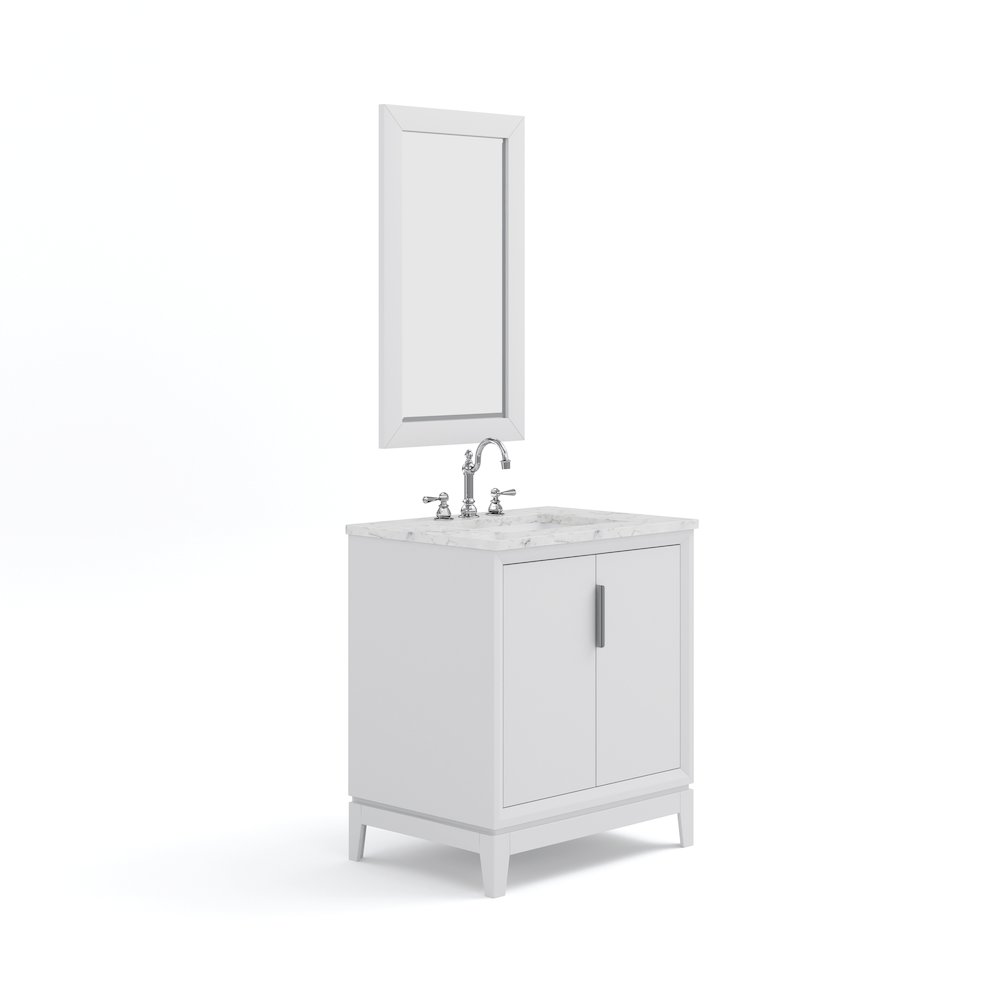 30 In. Single Sink Carrara White Marble Countertop Bath Vanity In Pure White. Picture 1