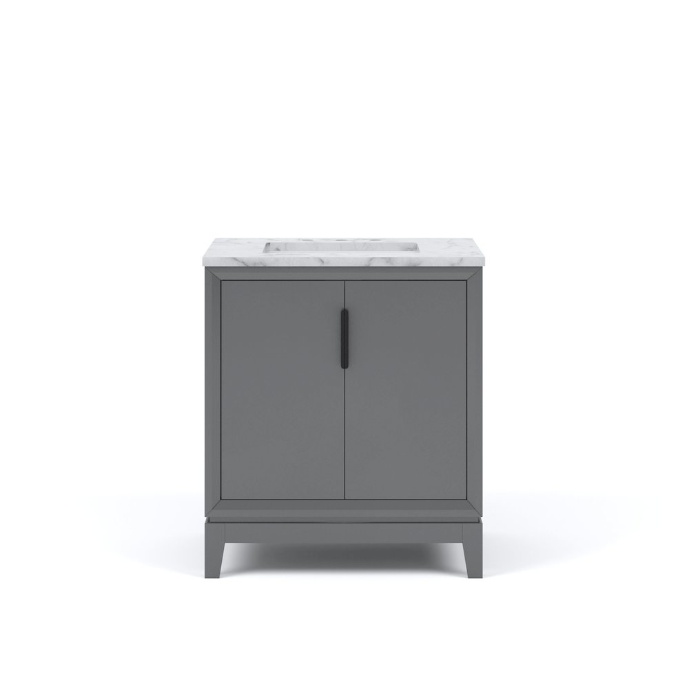 30 In. Single Sink Carrara White Marble Countertop Bath Vanity In Cashmere Grey. Picture 5