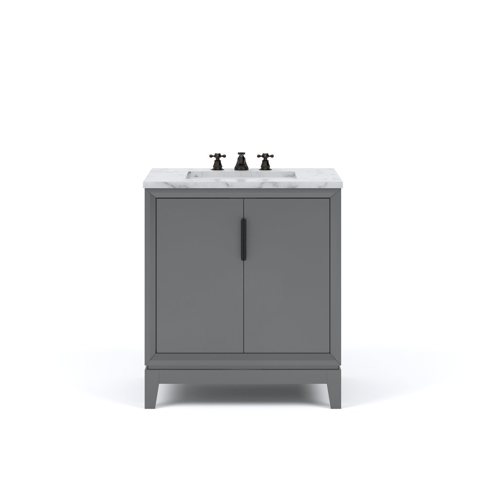 30 In. Single Sink Carrara White Marble Countertop Bath Vanity In Cashmere Grey. Picture 1