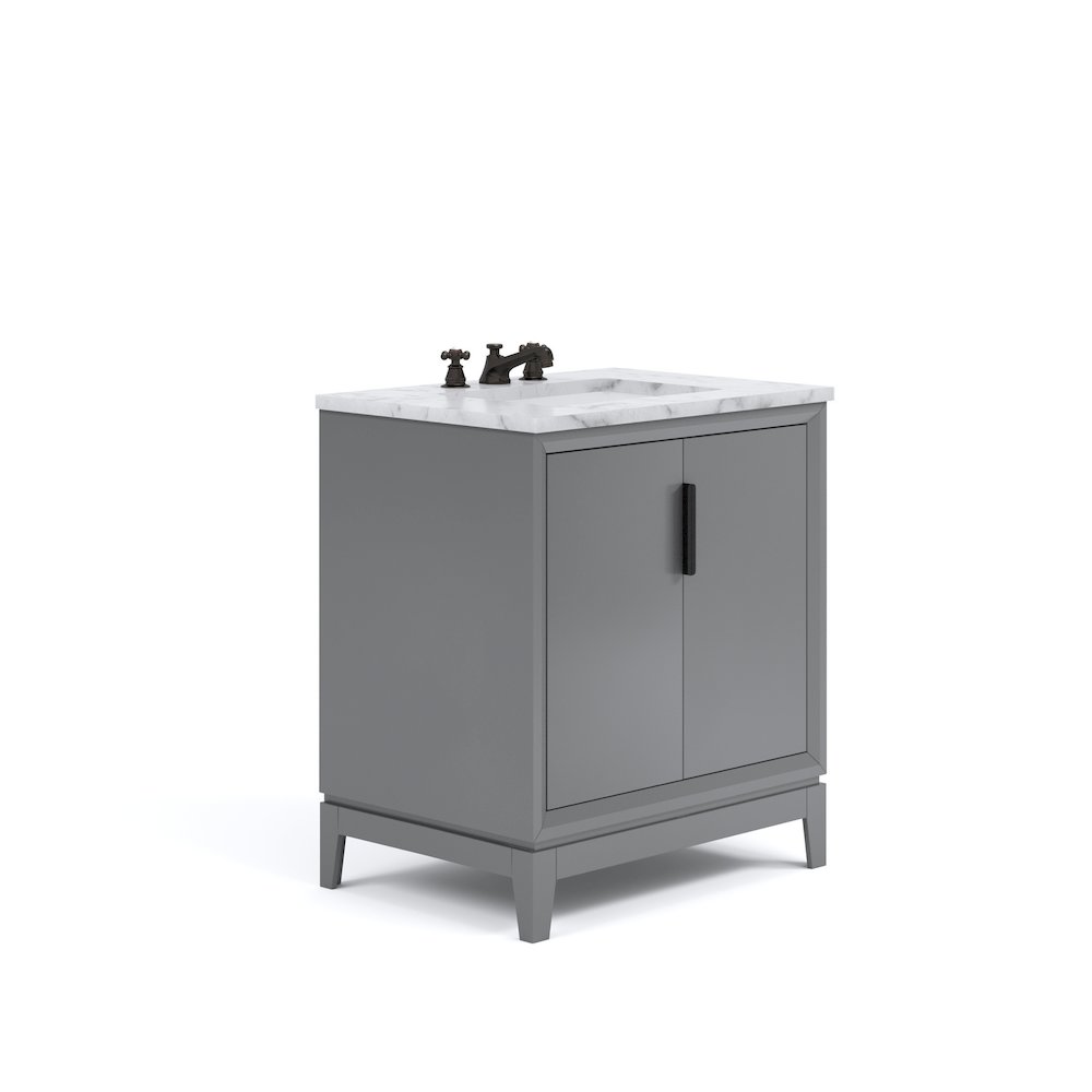 30 In. Single Sink Carrara White Marble Countertop Bath Vanity In Cashmere Grey. Picture 2