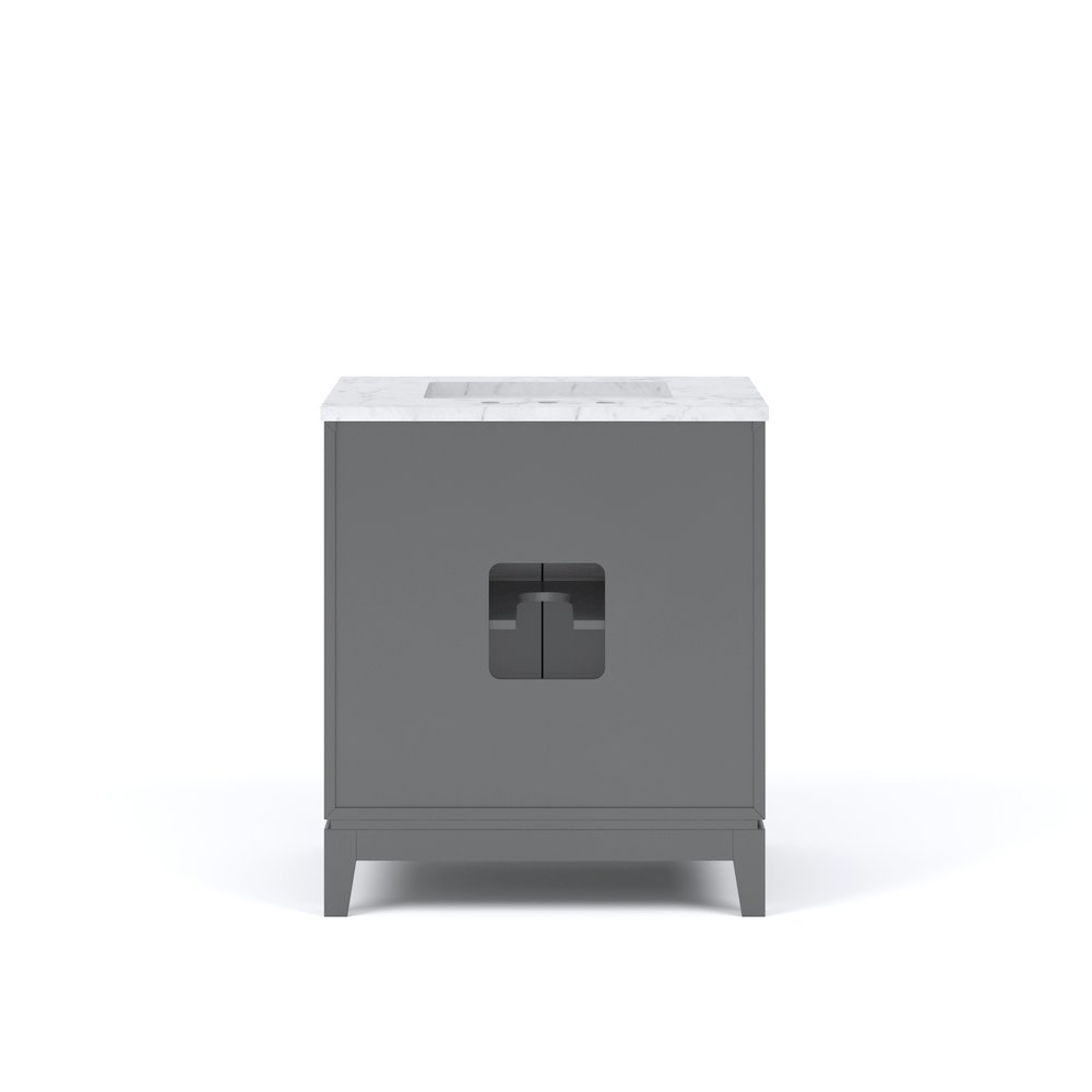 30 In. Single Sink Carrara White Marble Countertop Bath Vanity In Cashmere Grey. Picture 3
