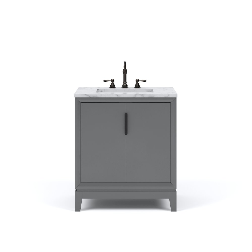 30 In. Single Sink Carrara White Marble Countertop Bath Vanity In Cashmere Grey. Picture 5