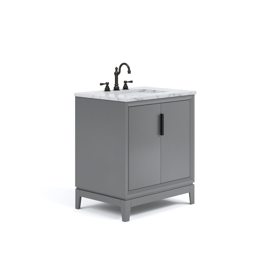 30 In. Single Sink Carrara White Marble Countertop Bath Vanity In Cashmere Grey. Picture 1