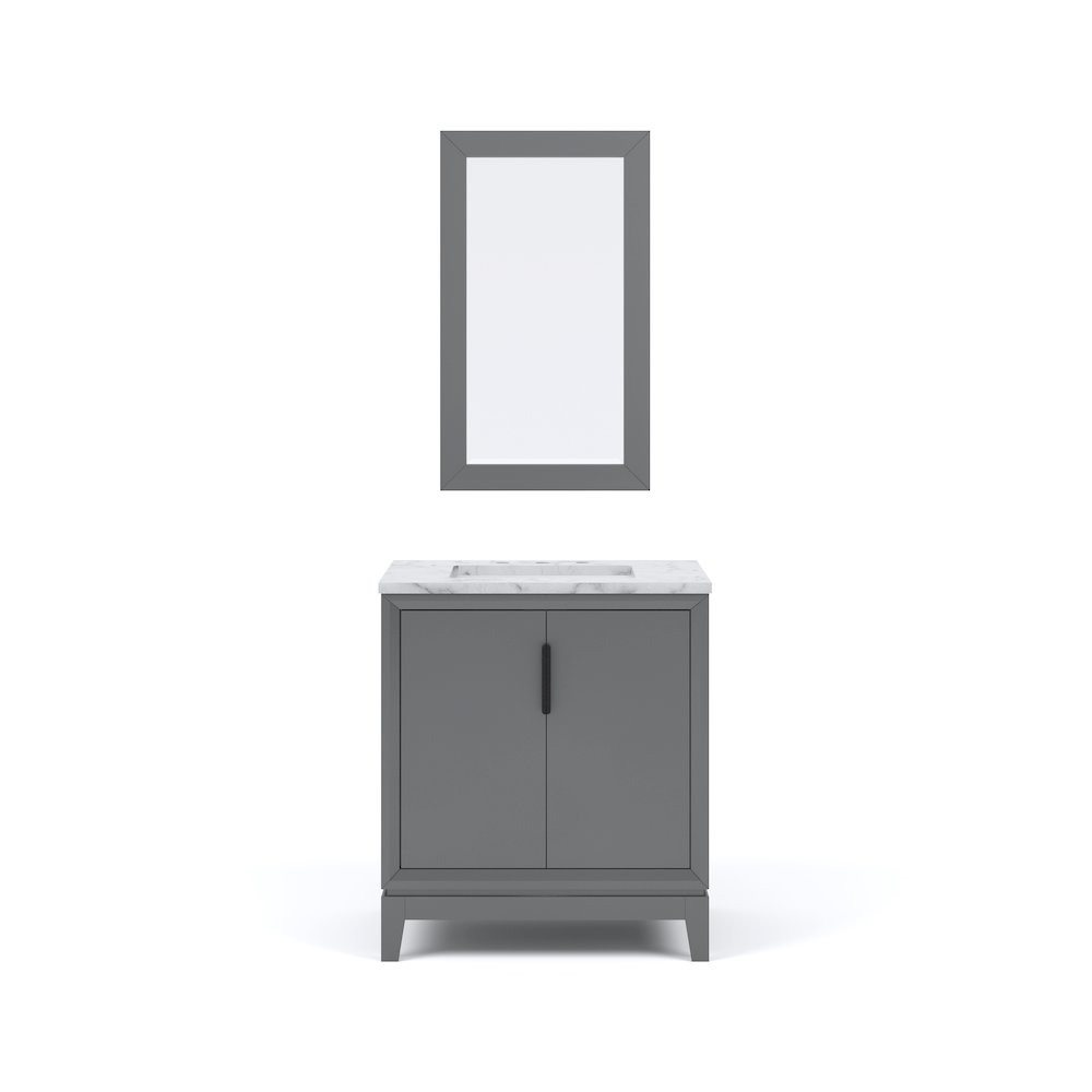 30 In. Single Sink Carrara White Marble Countertop Bath Vanity In Cashmere Grey. Picture 5