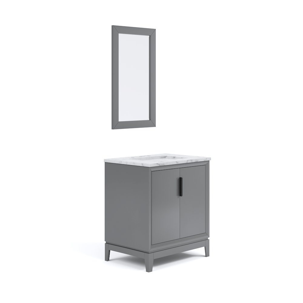 30 In. Single Sink Carrara White Marble Countertop Bath Vanity In Cashmere Grey. Picture 1