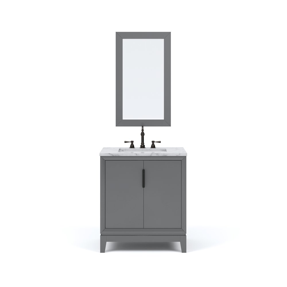 30 In. Single Sink Carrara White Marble Countertop Bath Vanity In Cashmere Grey. Picture 5