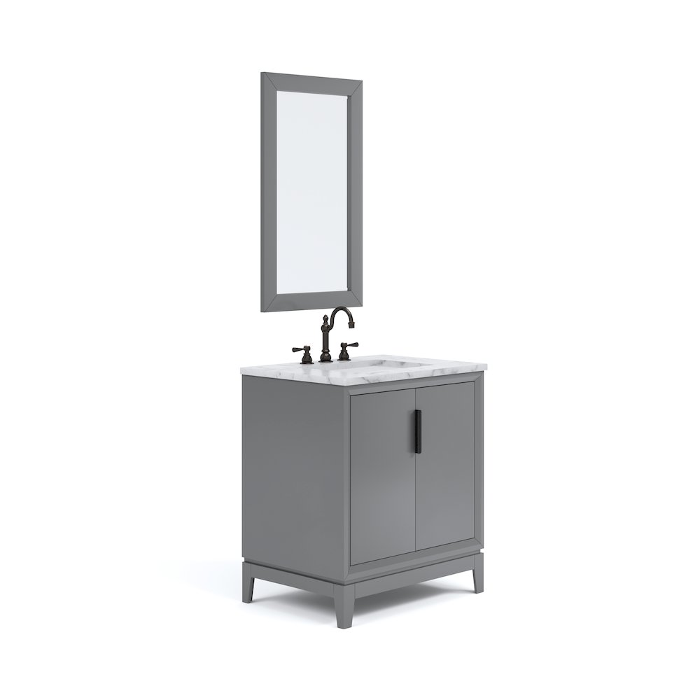 30 In. Single Sink Carrara White Marble Countertop Bath Vanity In Cashmere Grey. Picture 1