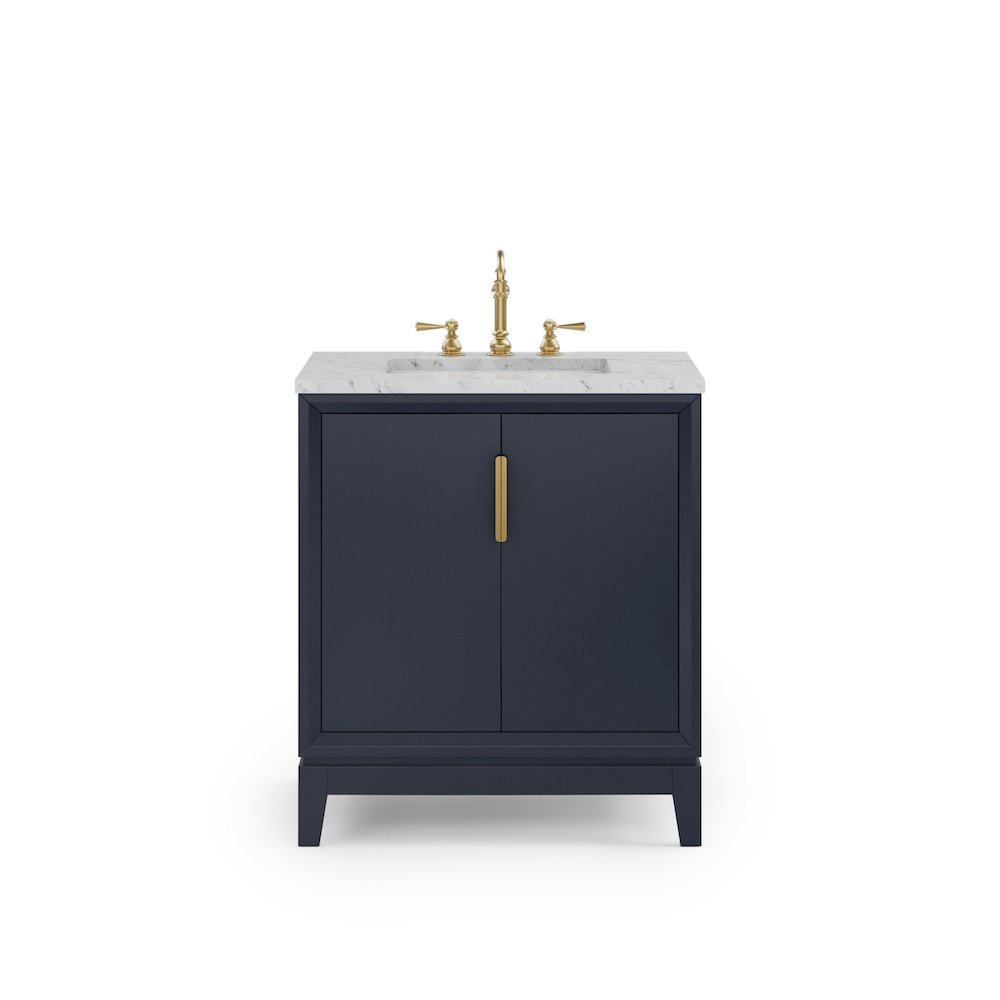 30 In. Single Sink Carrara White Marble Countertop Bath Vanity In Monarch Blue. Picture 5