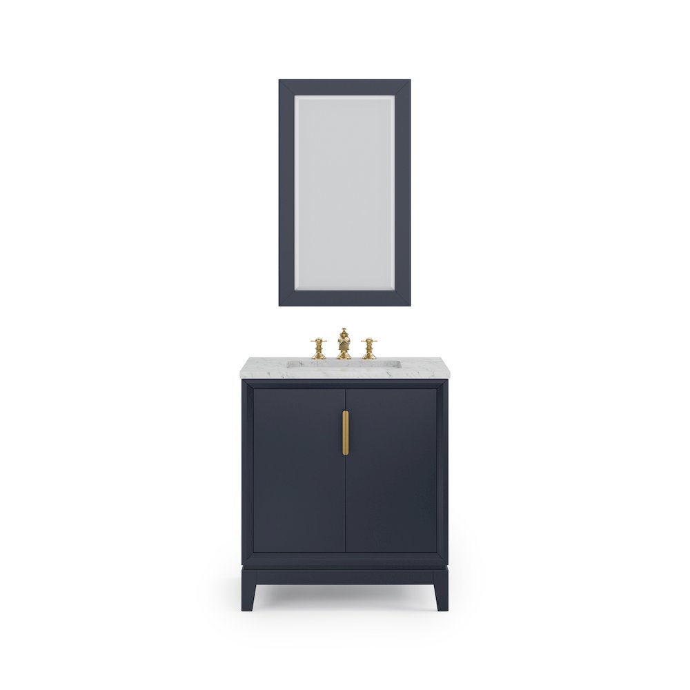 30 In. Single Sink Carrara White Marble Countertop Bath Vanity In Monarch Blue. Picture 5