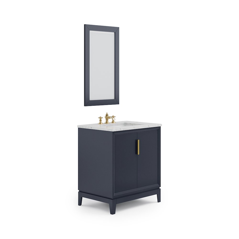 30 In. Single Sink Carrara White Marble Countertop Bath Vanity In Monarch Blue. Picture 1