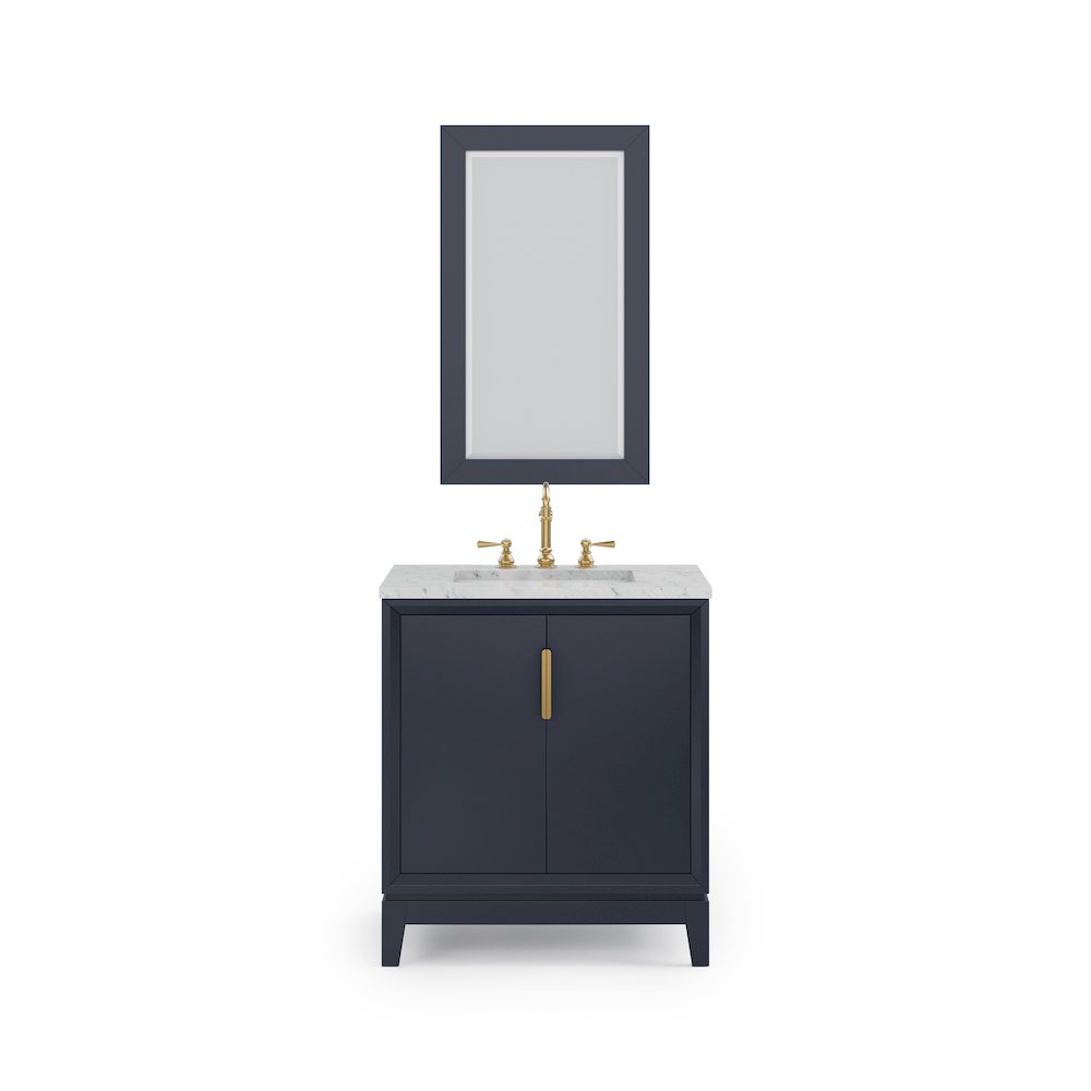 30 In. Single Sink Carrara White Marble Countertop Bath Vanity In Monarch Blue. Picture 2