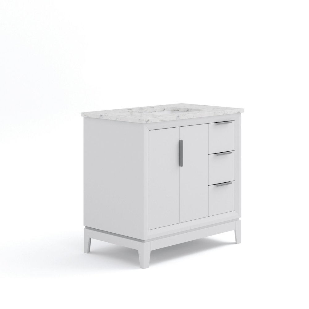 36 In. Single Sink Carrara White Marble Countertop Bath Vanity In Pure White. Picture 1
