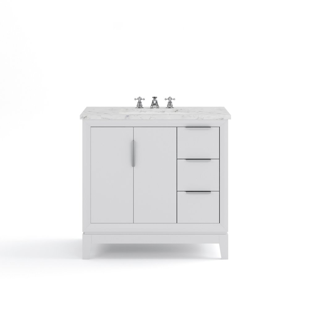 36 In. Single Sink Carrara White Marble Countertop Bath Vanity In Pure White. Picture 5