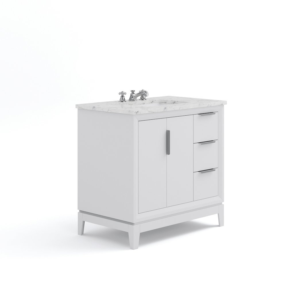 36 In. Single Sink Carrara White Marble Countertop Bath Vanity In Pure White. Picture 1