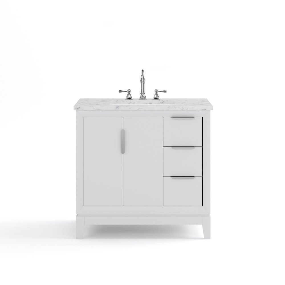 36 In. Single Sink Carrara White Marble Countertop Bath Vanity In Pure White. Picture 5