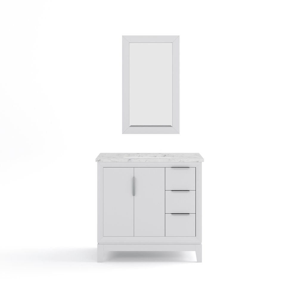 36 In. Single Sink Carrara White Marble Countertop Bath Vanity In Pure White. Picture 5