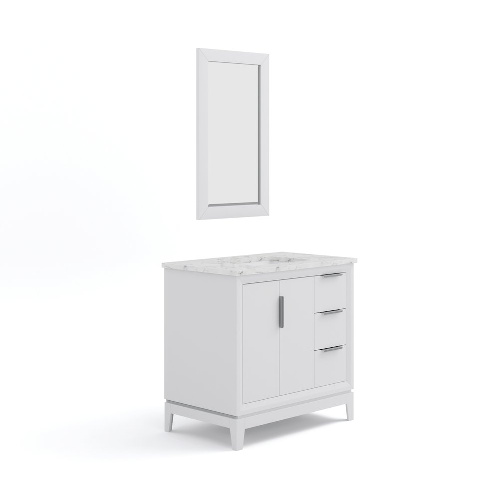 36 In. Single Sink Carrara White Marble Countertop Bath Vanity In Pure White. Picture 1