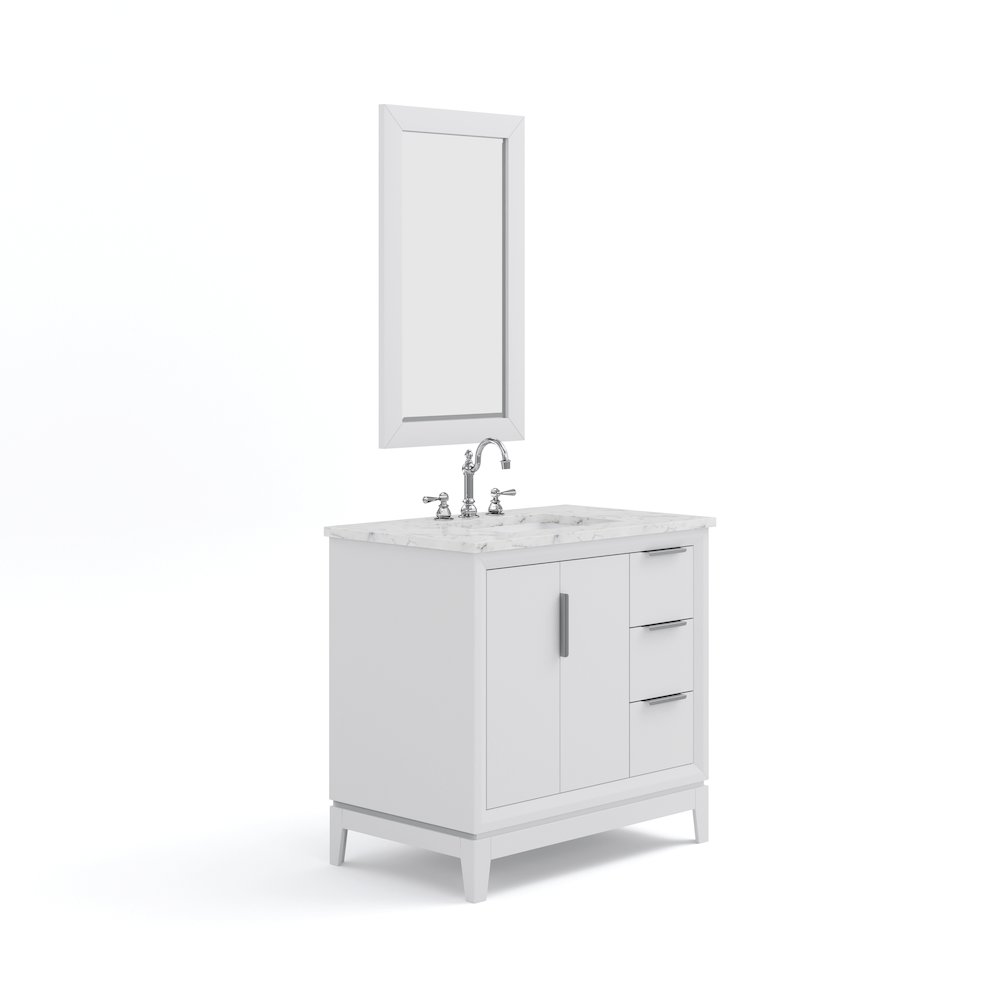 36 In. Single Sink Carrara White Marble Countertop Bath Vanity In Pure White. Picture 1