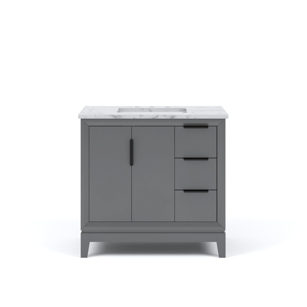 36 In. Single Sink Carrara White Marble Countertop Bath Vanity In Cashmere Grey. Picture 5