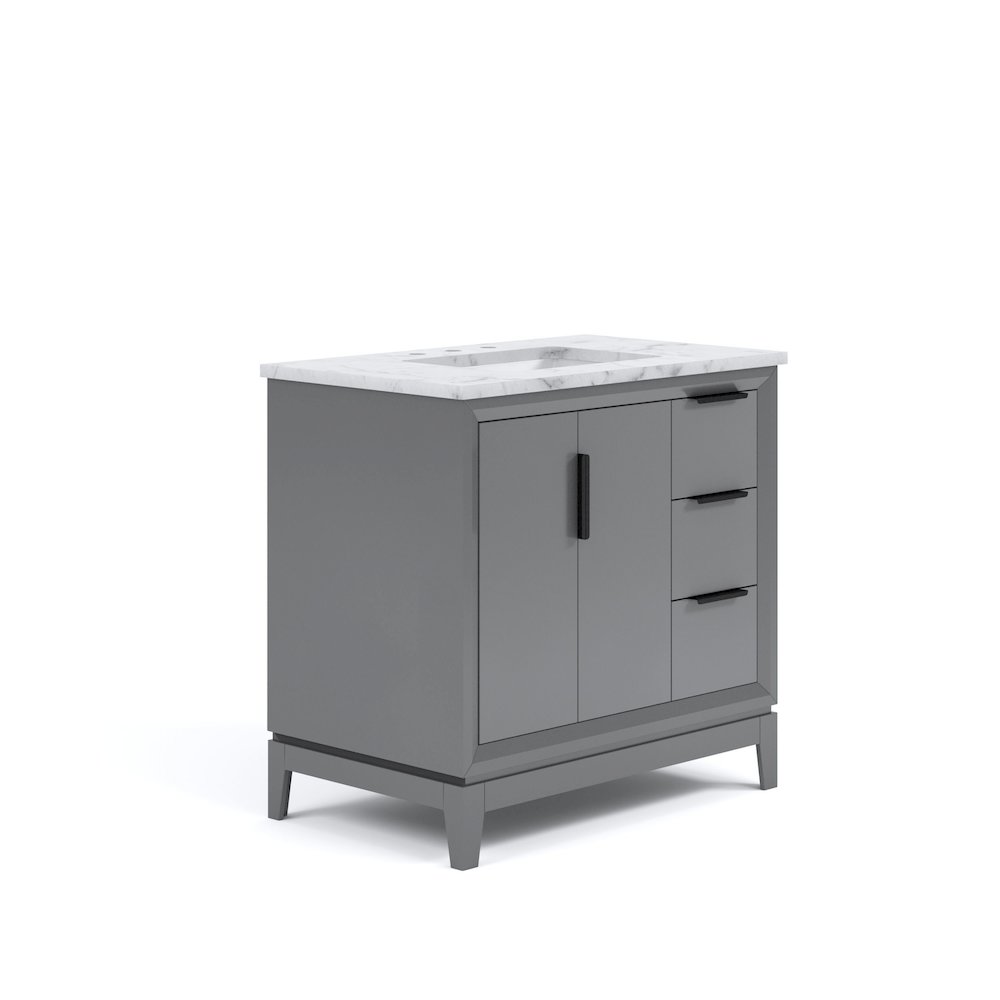 36 In. Single Sink Carrara White Marble Countertop Bath Vanity In Cashmere Grey. Picture 1