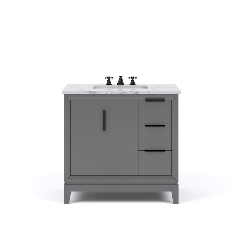 36 In. Single Sink Carrara White Marble Countertop Bath Vanity In Cashmere Grey. Picture 5