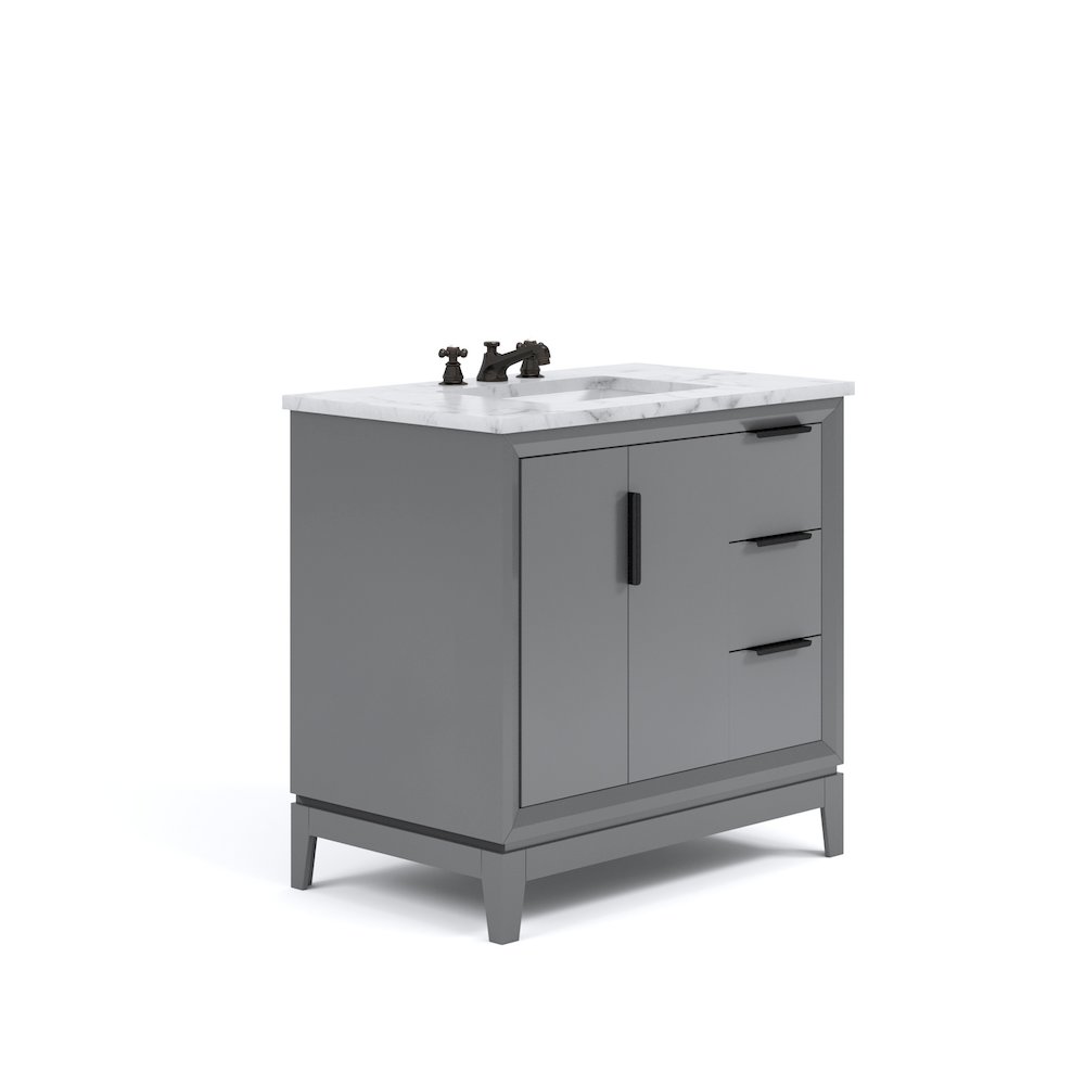 36 In. Single Sink Carrara White Marble Countertop Bath Vanity In Cashmere Grey. Picture 1