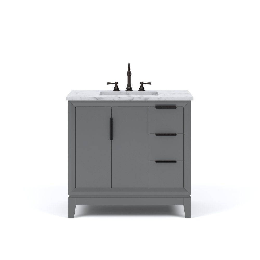 36 In. Single Sink Carrara White Marble Countertop Bath Vanity In Cashmere Grey. Picture 5