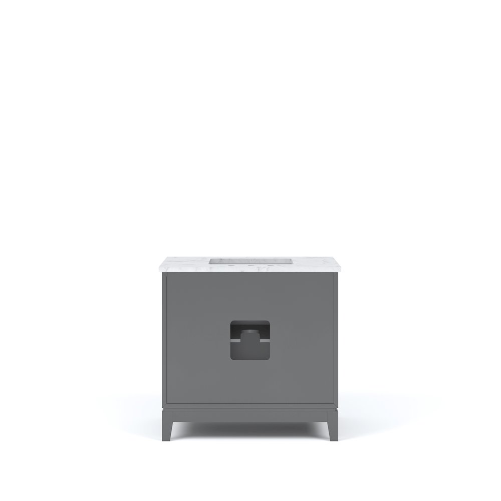 36 In. Single Sink Carrara White Marble Countertop Bath Vanity In Cashmere Grey. Picture 1