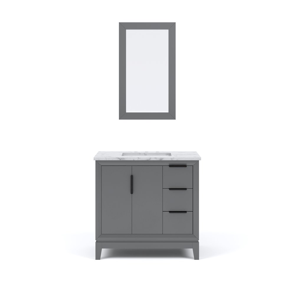 36 In. Single Sink Carrara White Marble Countertop Bath Vanity In Cashmere Grey. Picture 5