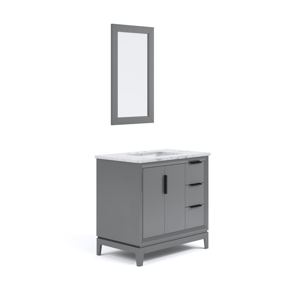36 In. Single Sink Carrara White Marble Countertop Bath Vanity In Cashmere Grey. Picture 1