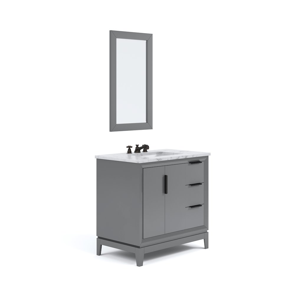 36 In. Single Sink Carrara White Marble Countertop Bath Vanity In Cashmere Grey. Picture 1