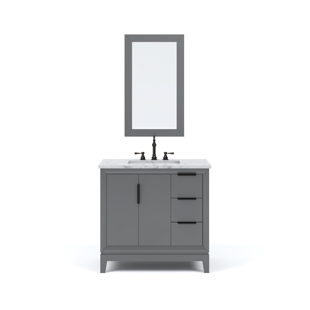 36 In. Single Sink Carrara White Marble Countertop Bath Vanity In Cashmere Grey. Picture 2