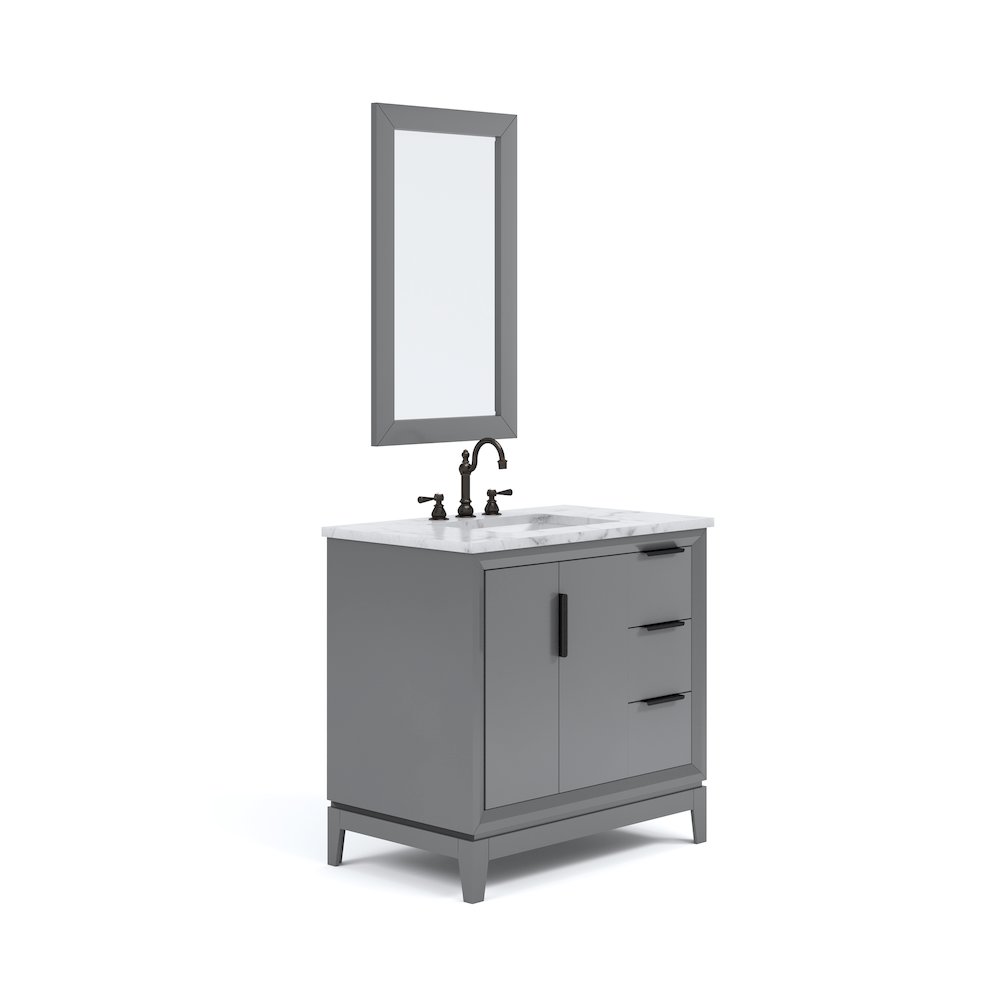 36 In. Single Sink Carrara White Marble Countertop Bath Vanity In Cashmere Grey. Picture 5