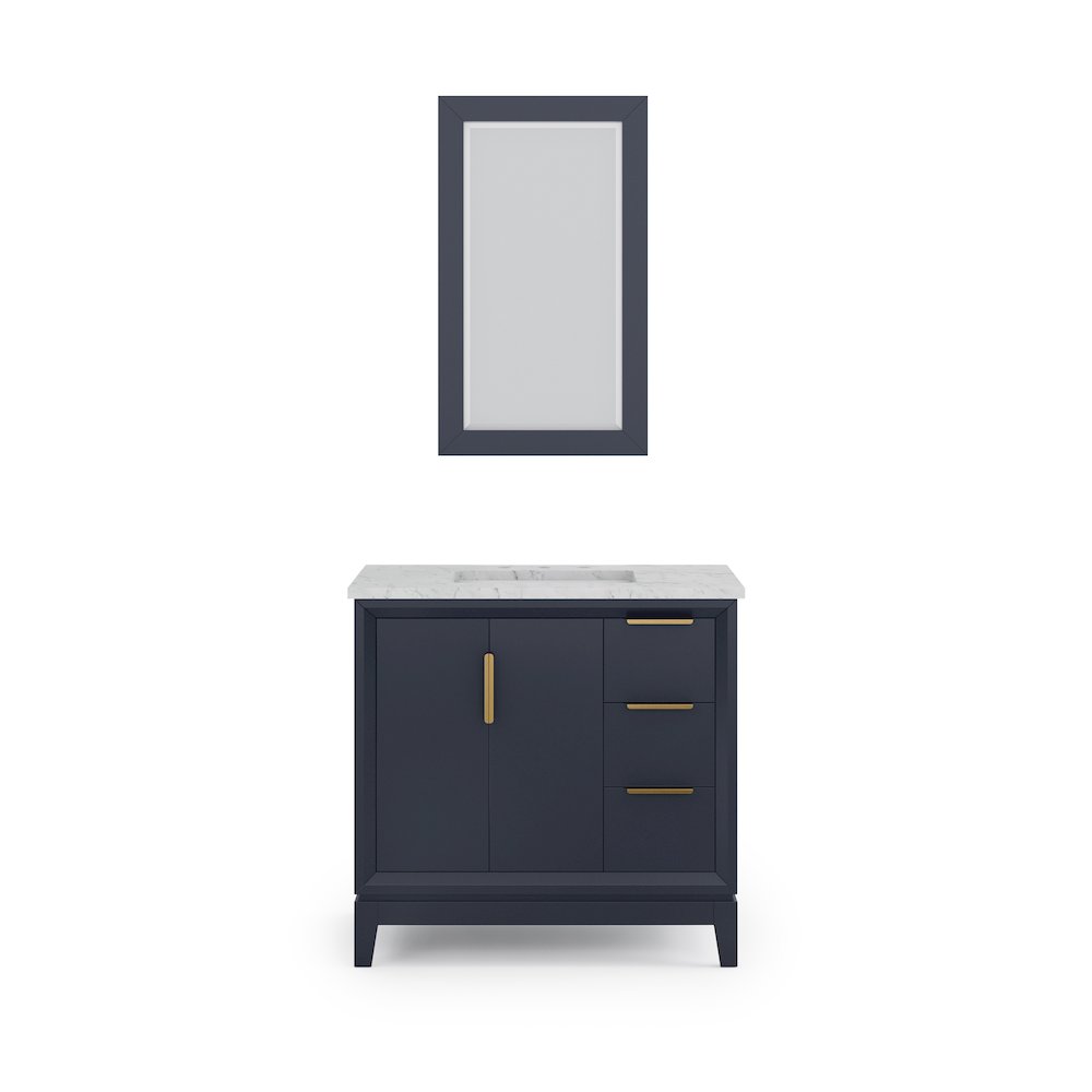 36 In. Single Sink Carrara White Marble Countertop Bath Vanity In Monarch Blue. Picture 5