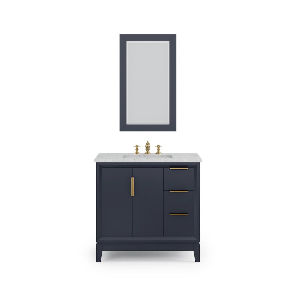 36 In. Single Sink Carrara White Marble Countertop Bath Vanity In Monarch Blue. Picture 5