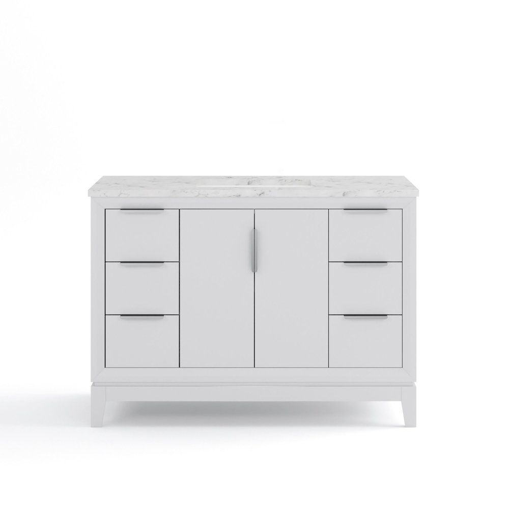 48 In. Single Sink Carrara White Marble Countertop Bath Vanity In Pure White. Picture 5