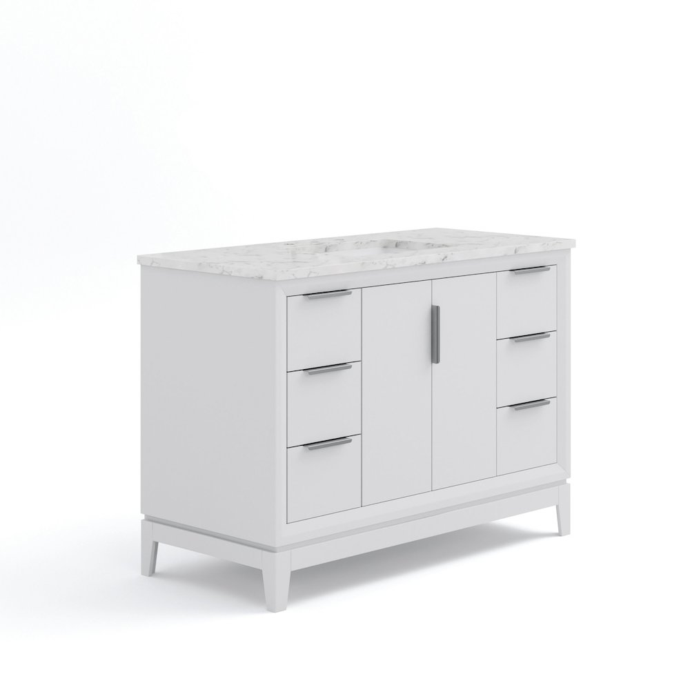 48 In. Single Sink Carrara White Marble Countertop Bath Vanity In Pure White. Picture 1