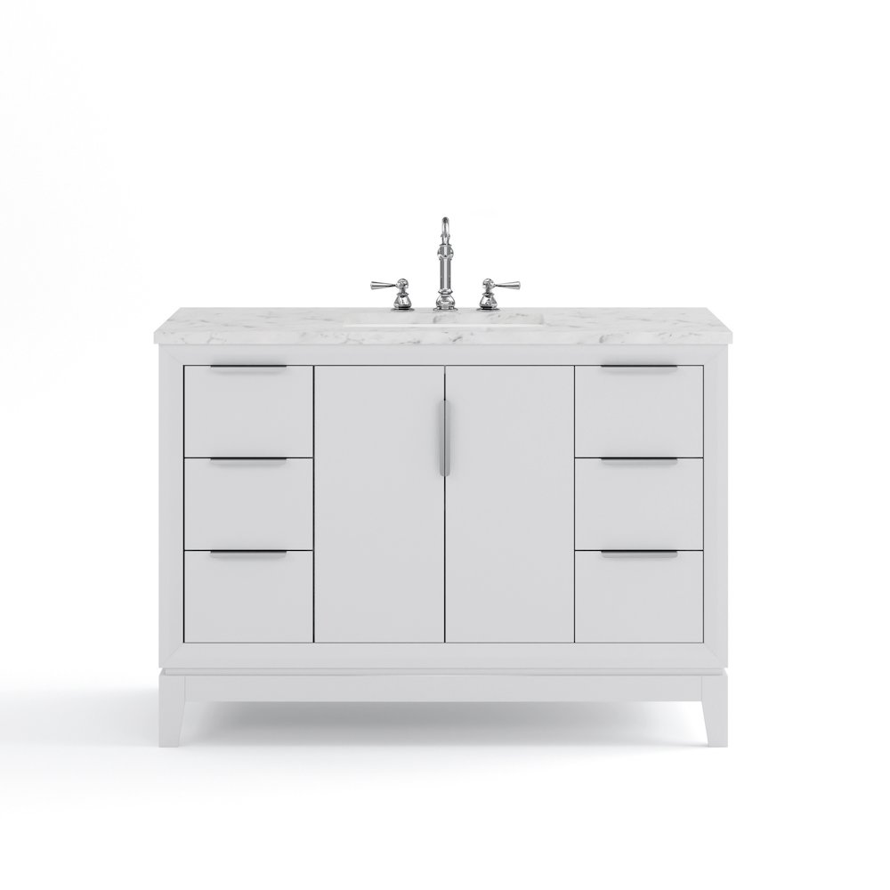 48 In. Single Sink Carrara White Marble Countertop Bath Vanity In Pure White. Picture 5